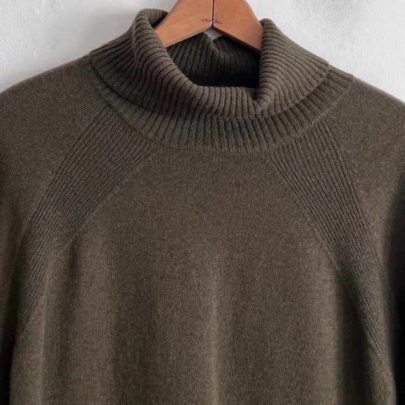 Revolve SWTR Olive Green Turtle Neck High Low Wool Cashme  Blend Soft Sweater - Picture 2 of 7